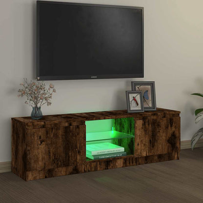 TV Cabinet with LED Lights Smoked Oak 120x30x36 cm