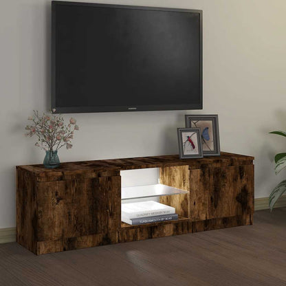 TV Cabinet with LED Lights Smoked Oak 120x30x36 cm