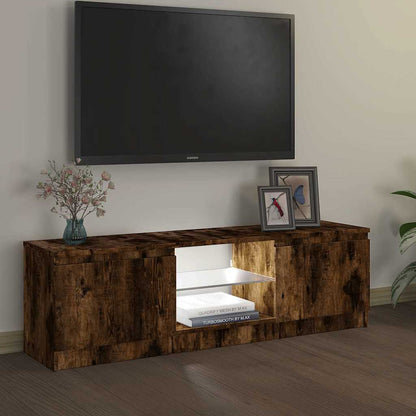 TV Cabinet with LED Lights Smoked Oak 120x30x36 cm