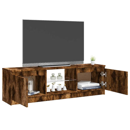TV Cabinet with LED Lights Smoked Oak 120x30x36 cm