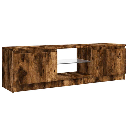 TV Cabinet with LED Lights Smoked Oak 120x30x36 cm