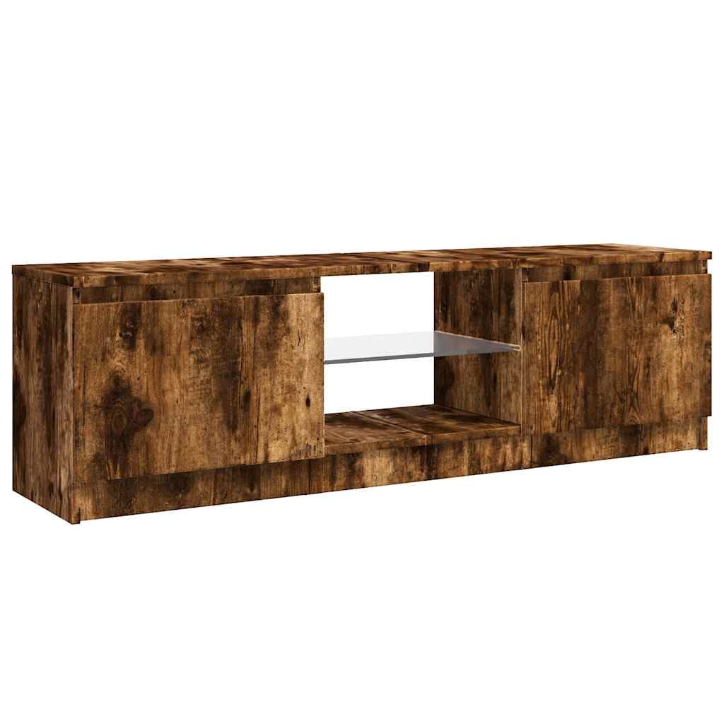 TV Cabinet with LED Lights Smoked Oak 120x30x36 cm