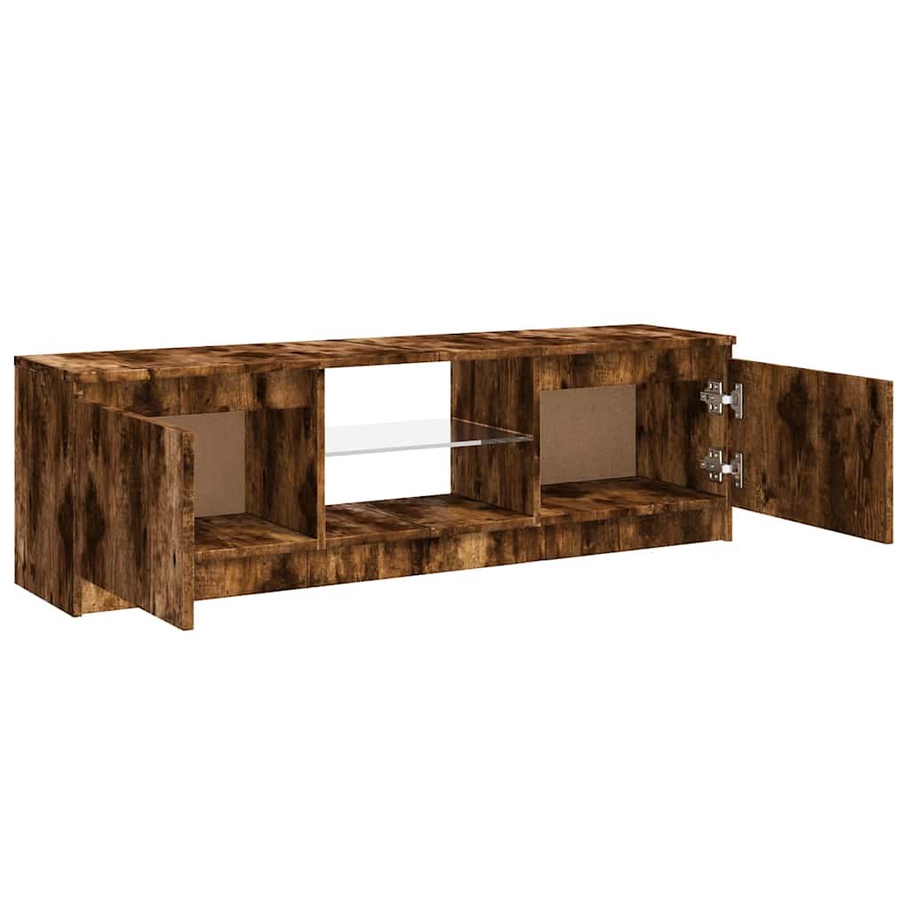TV Cabinet with LED Lights Smoked Oak 120x30x36 cm
