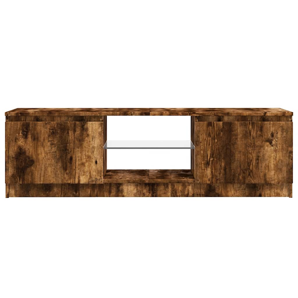 TV Cabinet with LED Lights Smoked Oak 120x30x36 cm