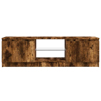 TV Cabinet with LED Lights Smoked Oak 120x30x36 cm