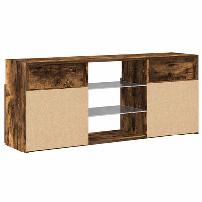 TV Cabinet with LED Lights Smoked Oak 120x30x50 cm