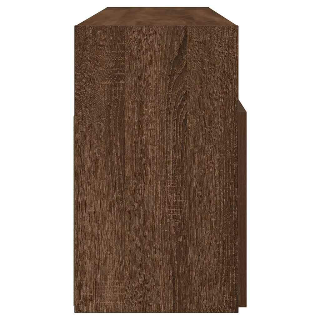 TV Cabinet with LED Lights Brown Oak 120x30x50 cm