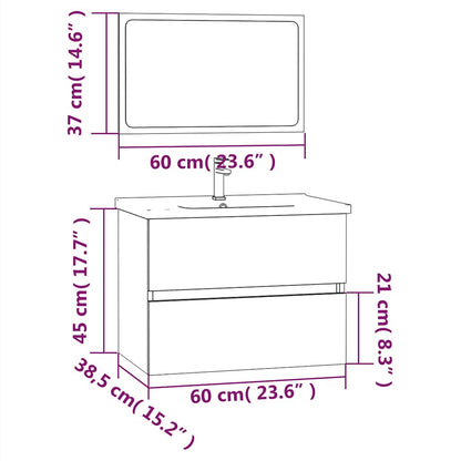 2 Piece Bathroom Furniture Set Smoked Oak Engineered Wood