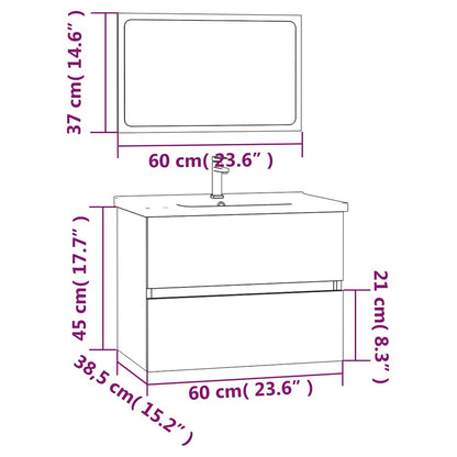 2 Piece Bathroom Furniture Set Smoked Oak Engineered Wood