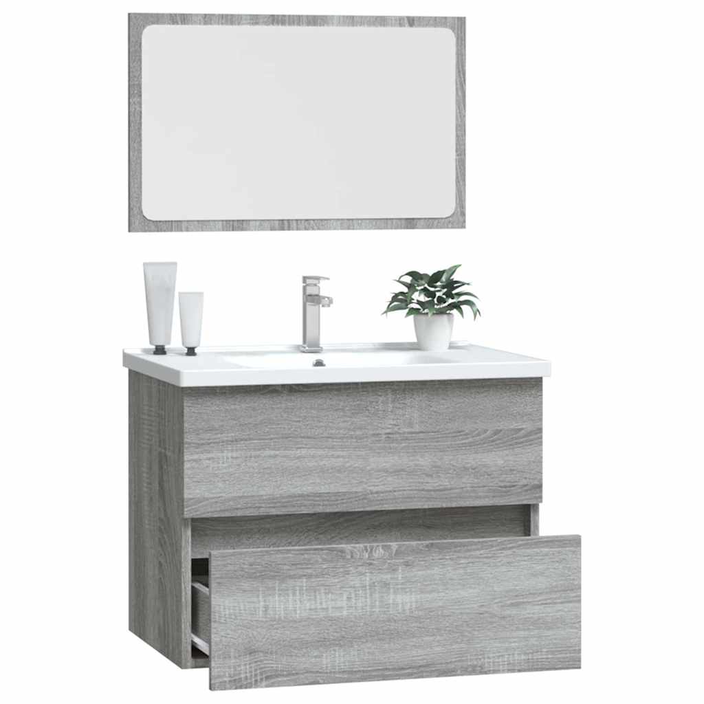 2 Piece Bathroom Furniture Set Grey Sonoma Engineered Wood