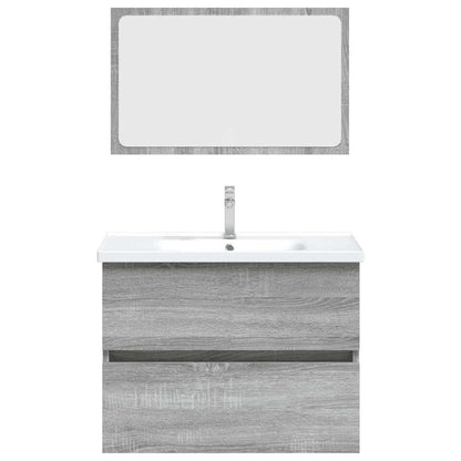 2 Piece Bathroom Furniture Set Grey Sonoma Engineered Wood