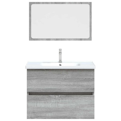 2 Piece Bathroom Furniture Set Grey Sonoma Engineered Wood