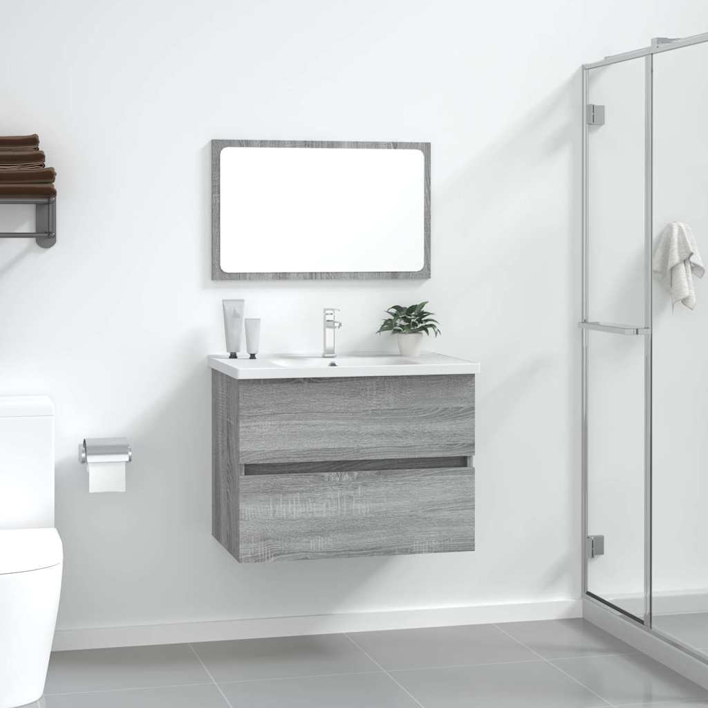 2 Piece Bathroom Furniture Set Grey Sonoma Engineered Wood