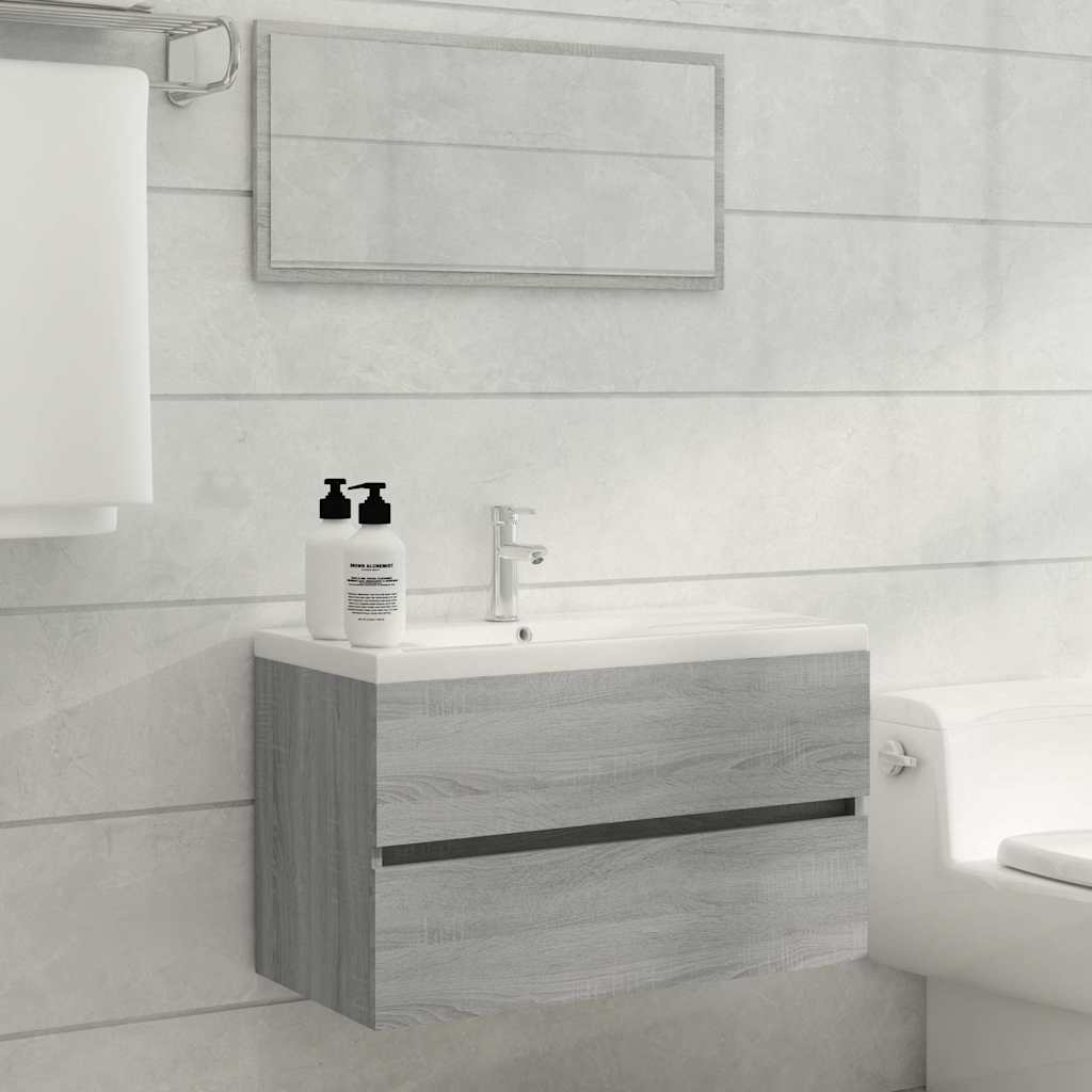 2 Piece Bathroom Furniture Set Grey Sonoma Engineered Wood