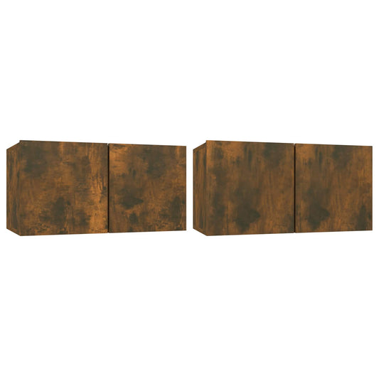 Hanging TV Cabinets 2 pcs Smoked Oak 60x30x30 cm