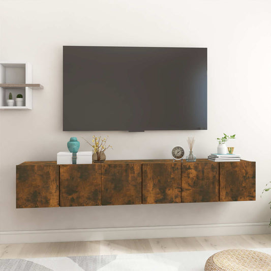 Hanging TV Cabinets 3 pcs Smoked Oak 60x30x30 cm