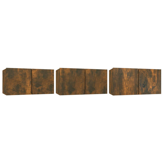 Hanging TV Cabinets 3 pcs Smoked Oak 60x30x30 cm