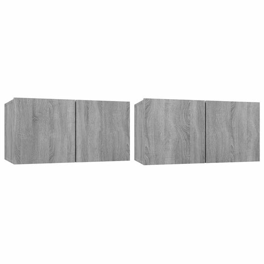 TV Cabinet Set 2 pcs Grey 60 x 30 x 30 cm Engineered Wood