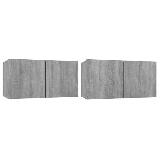 Hanging TV Cabinet Grey Sonoma 2 pcs 60x30x30 cm Engineered Wood