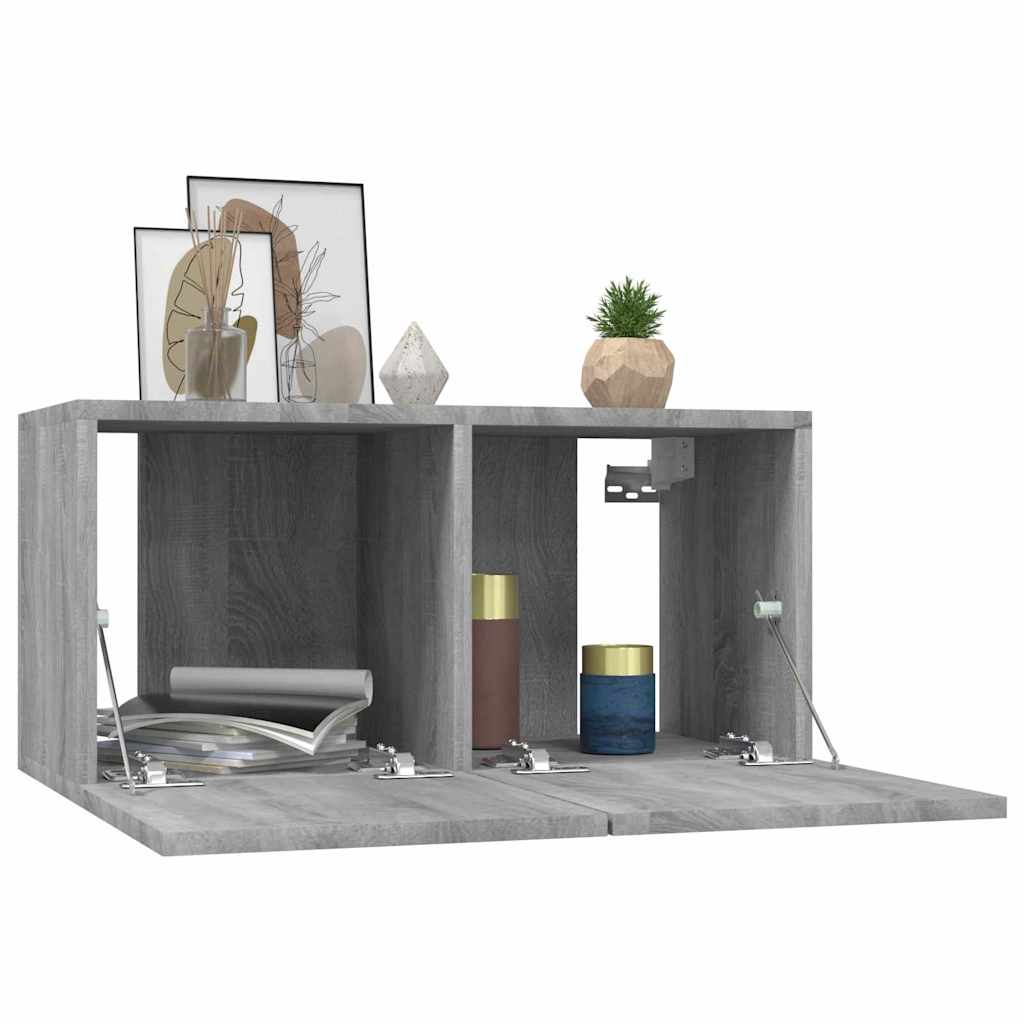 TV Cabinet Set 2 pcs Grey 60 x 30 x 30 cm Engineered Wood