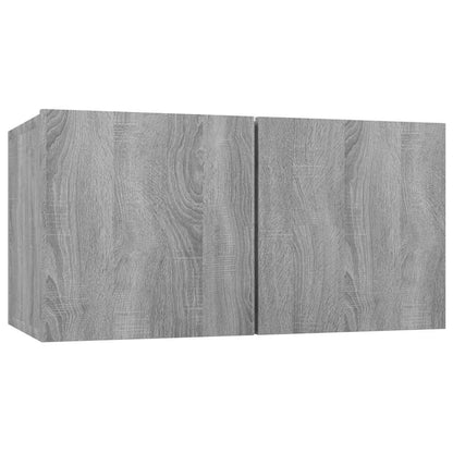TV Cabinet Set Wall-mounted 3 pcs Grey Engineered Wood