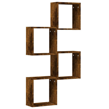 Wall Cube Shelves 4 pcs Smoked Oak 30x15x30 cm