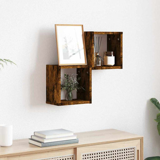 Wall Shelves Wall-Mounted 2 pcs Smoked Oak 26 x 15 x 26 cm