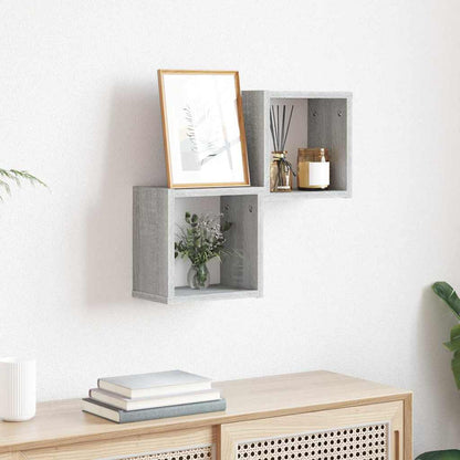 Wall Shelves Wall-Mounted 2 pcs Grey Sonoma 26 x 15 x 26 cm