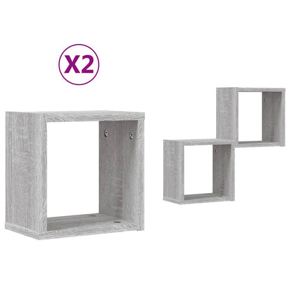 Wall Shelves 2 pcs Grey Sonoma 26 x 15 x 26 cm Engineered Wood