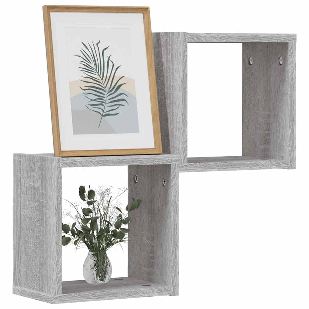 Wall Shelves Wall-Mounted 2 pcs Grey Sonoma 26 x 15 x 26 cm