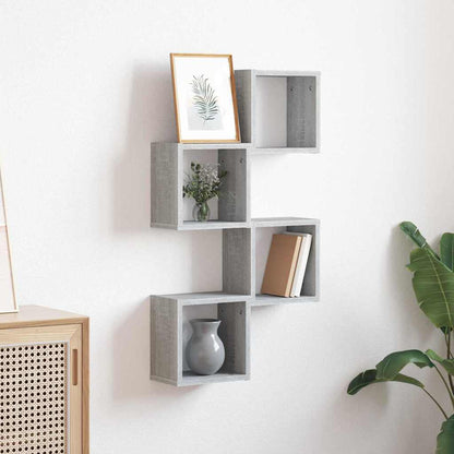 Wall Shelves Wall-Mounted 4 pcs Grey Sonoma 26 x 15 x 26 cm