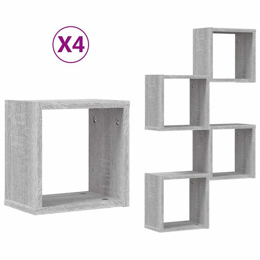 Wall Shelves 4 pcs Grey Sonoma 26 x 15 x 26 cm Engineered Wood