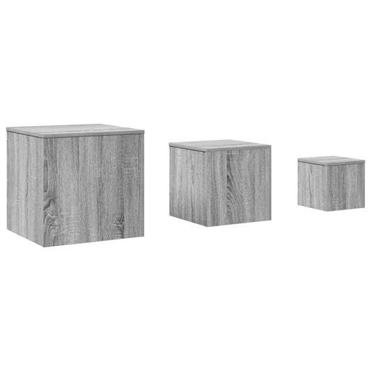 Side Tables 3 pcs Grey Sonoma Engineered Wood
