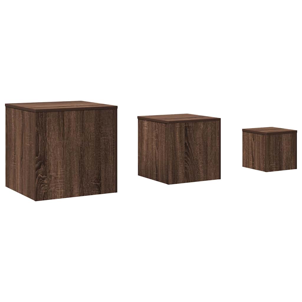Side Tables 3 pcs Brown Oak Engineered Wood