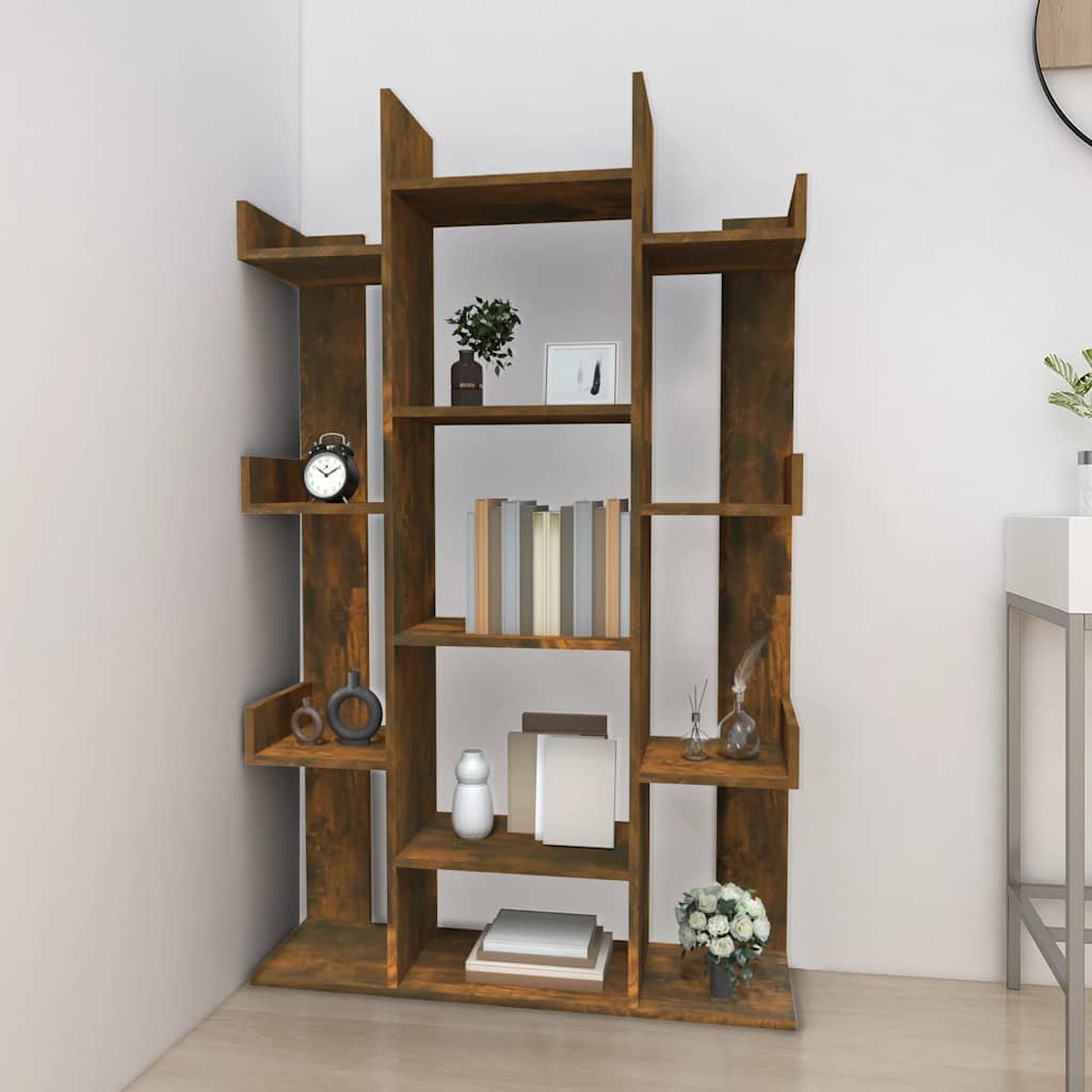 Book Cabinet Smoked Oak 86x25.5x140 cm Engineered Wood