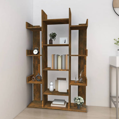 Book Cabinet Smoked Oak 86x25.5x140 cm Engineered Wood