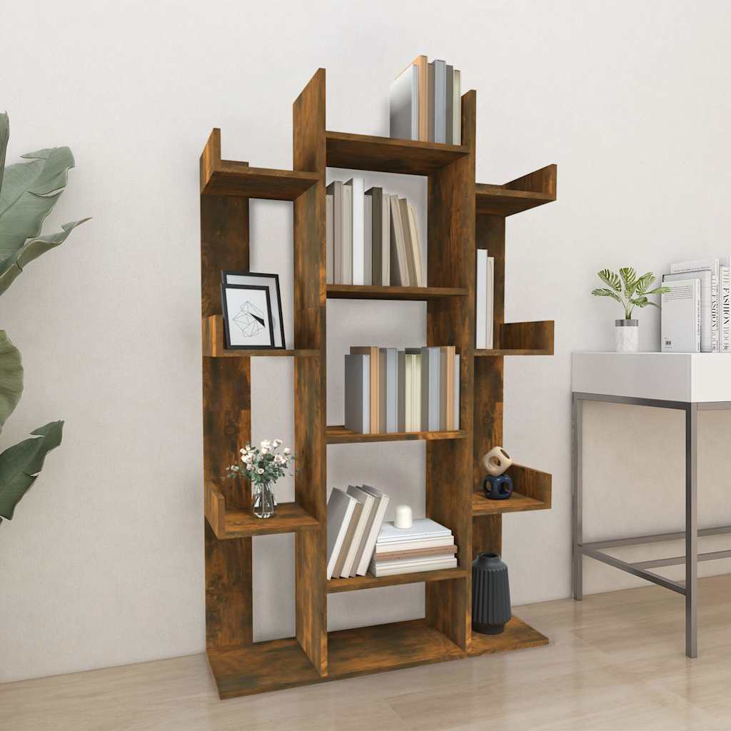 Book Cabinet Smoked Oak 86x25.5x140 cm Engineered Wood