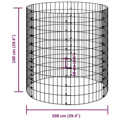 Circular Gabion Pole Galvanised Steel Ø100x100 cm
