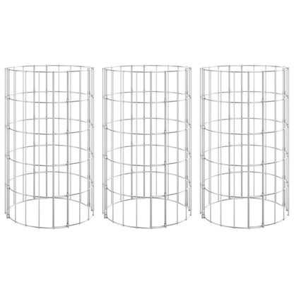 Circular Gabion Raised Beds 3 pcs Galvanised Steel Ø30x50 cm