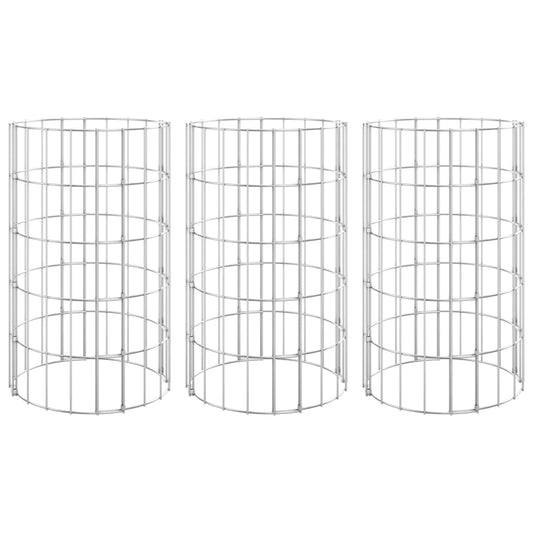 Circular Gabion Raised Beds 3 pcs Galvanised Steel Ø30x50 cm