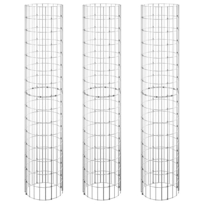 Circular Gabion Raised Beds 3 pcs Galvanised Steel Ø30x150 cm