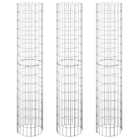 Circular Gabion Raised Beds 3 pcs Galvanised Steel Ø30x150 cm