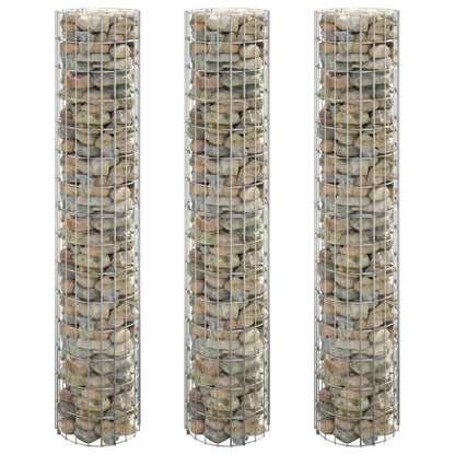 Circular Gabion Raised Beds 3 pcs Galvanised Steel Ø30x150 cm