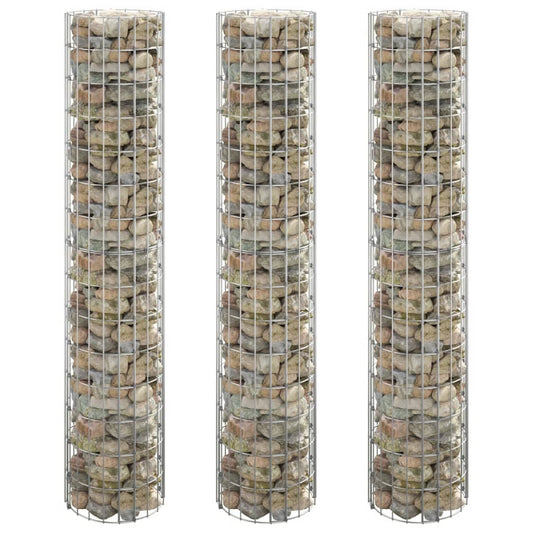 Circular Gabion Raised Beds 3 pcs Galvanised Steel Ø30x150 cm