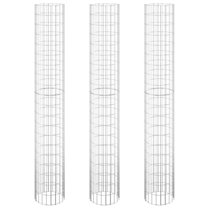 Circular Gabion Raised Beds 3 pcs Galvanised Steel Ø30x200 cm