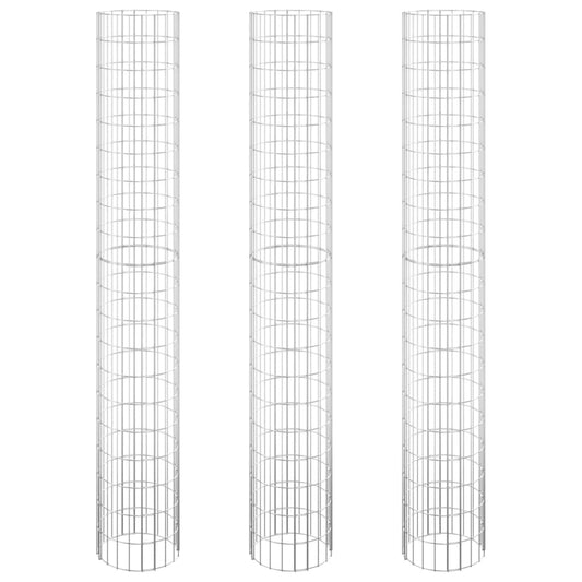 Circular Gabion Raised Beds 3 pcs Galvanised Steel Ø30x200 cm