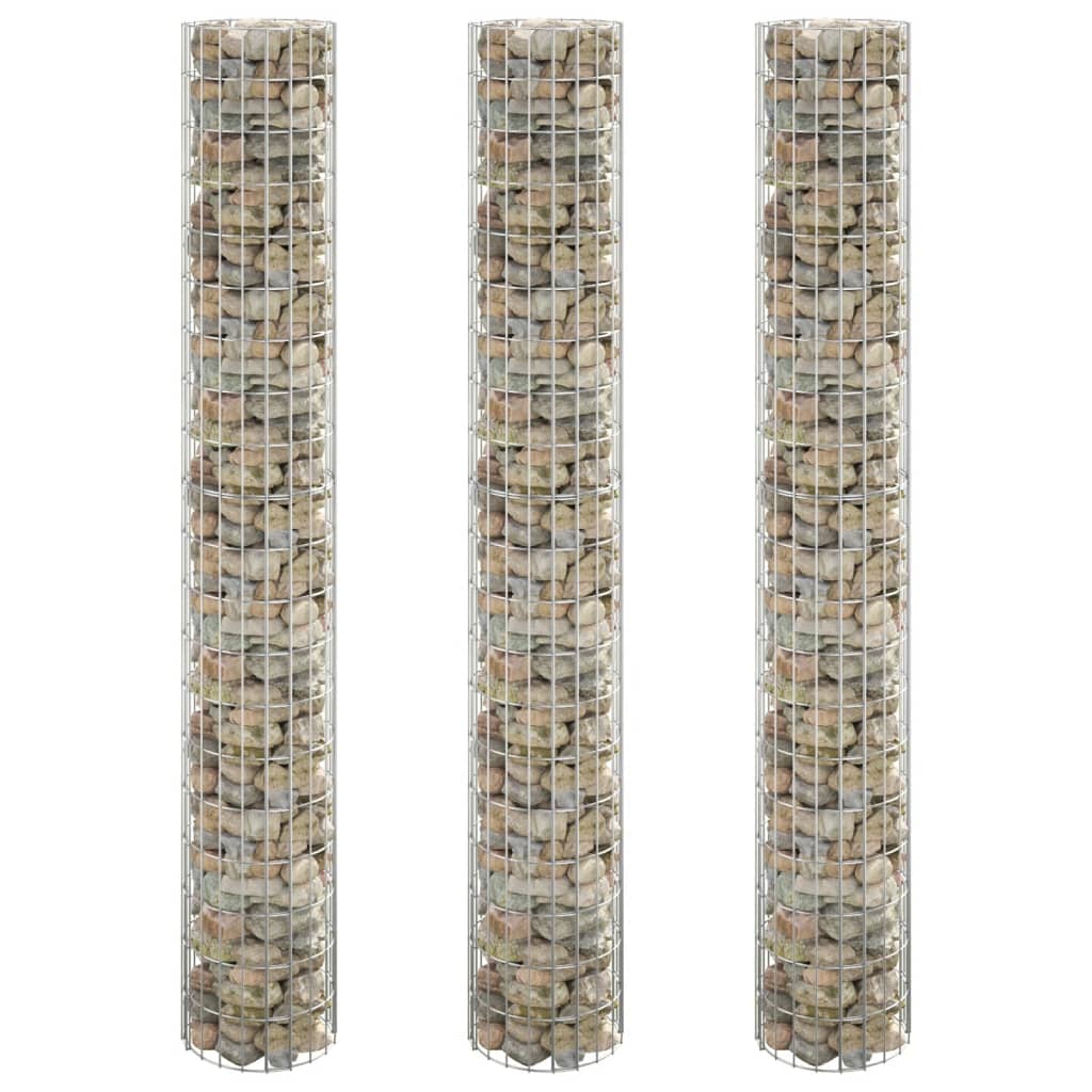 Circular Gabion Raised Beds 3 pcs Galvanised Steel Ø30x200 cm