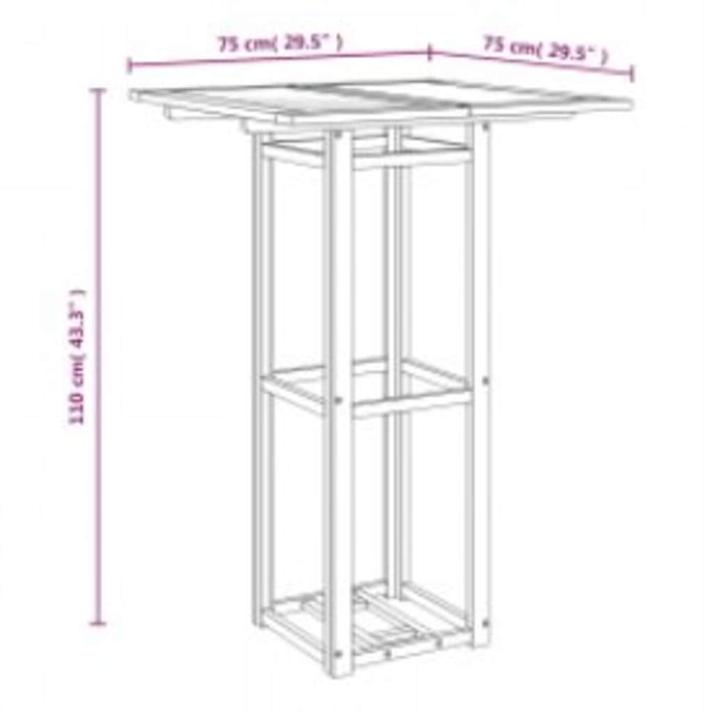 Bistro Table 75x75x110 cm Solid Wood Acacia