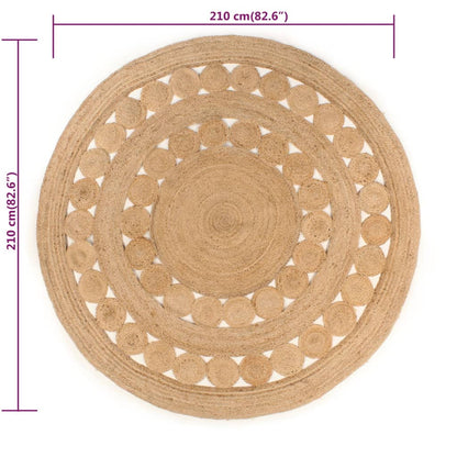 Area Rug Braided Design Jute 210 cm Round