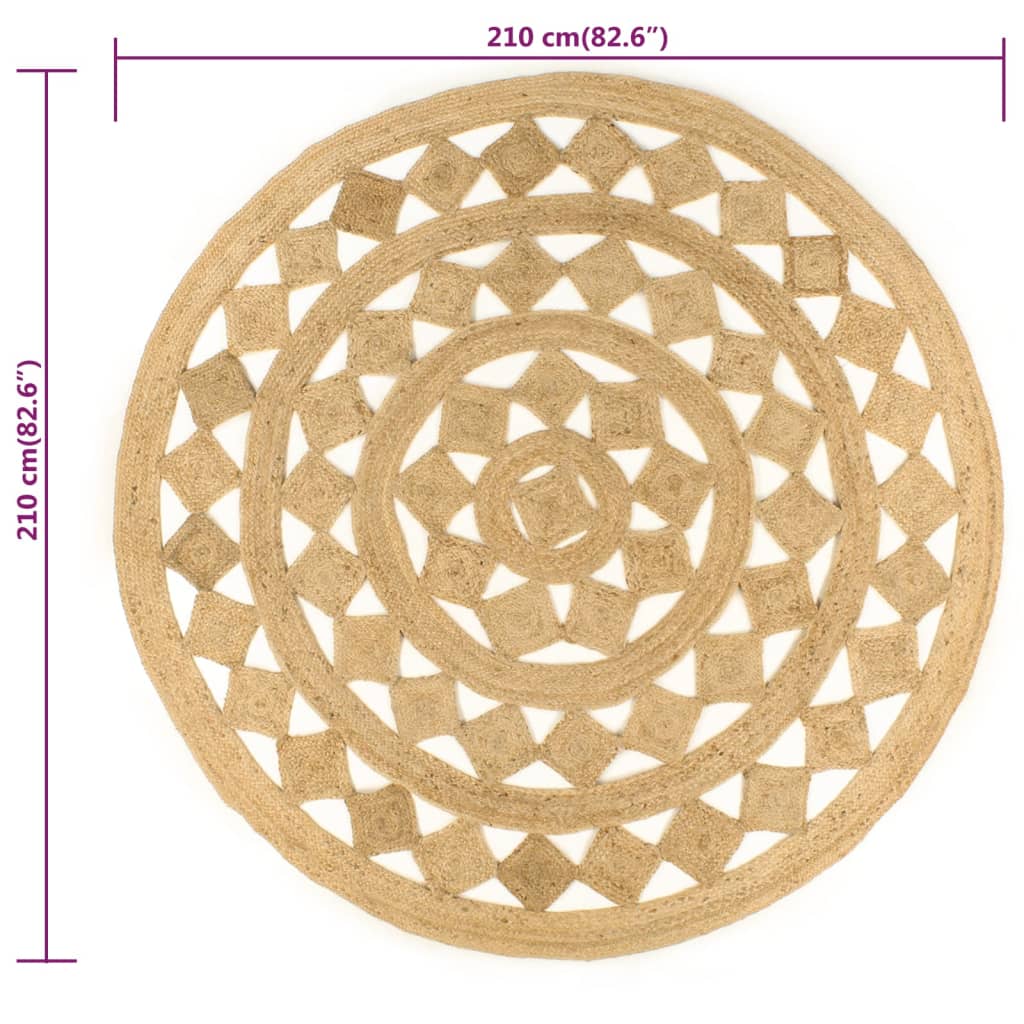 Handmade Rug Braided Jute 210 cm